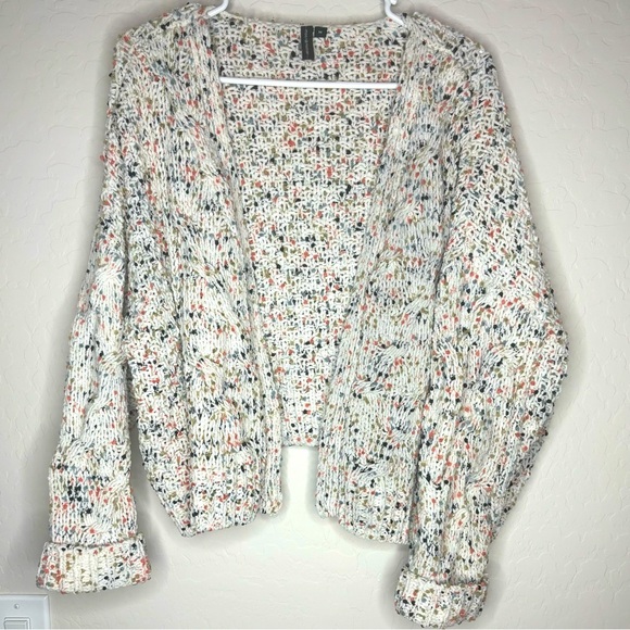 Moon Madison Sweaters - Moon & Madison Women Size M Multi Colored Open Front Boxy Cropped Cardigan